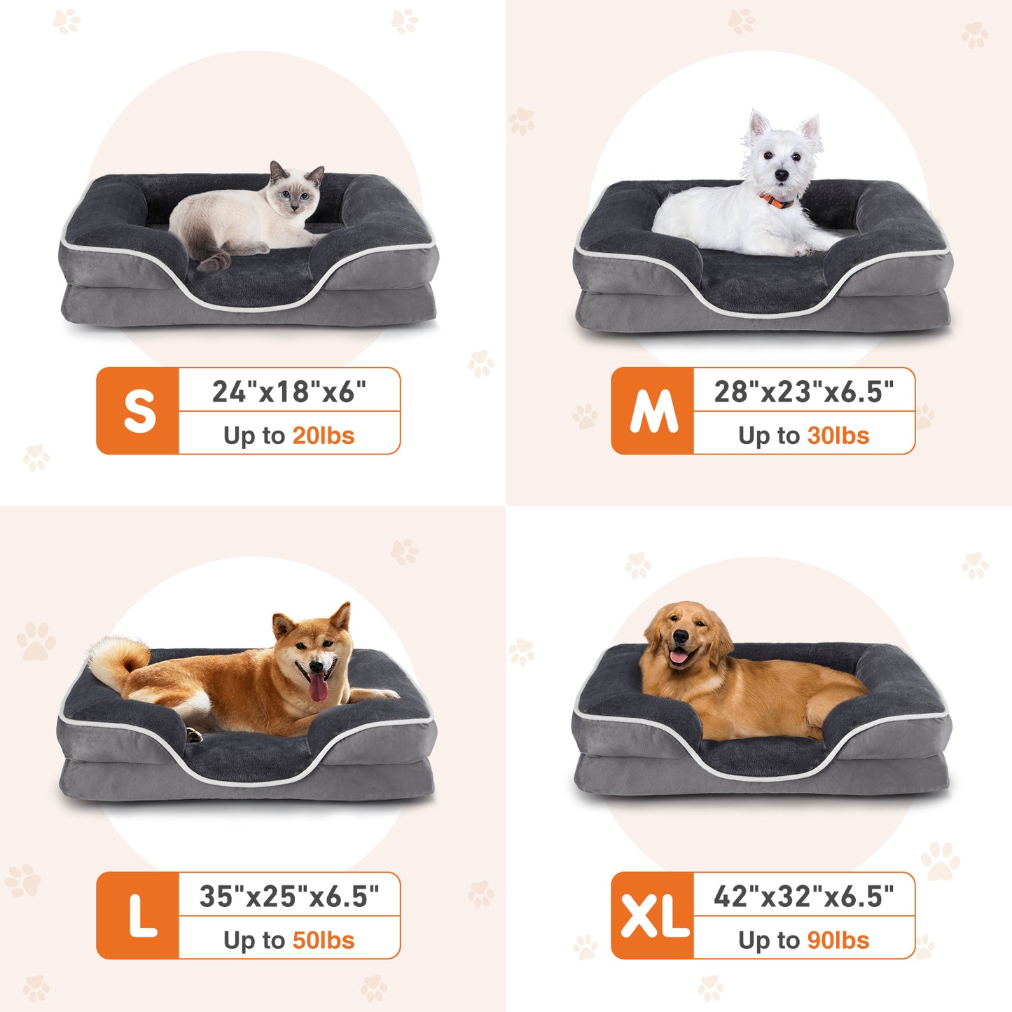 Orthopedic Memory Foam Pet Bed - Washable & Waterproof