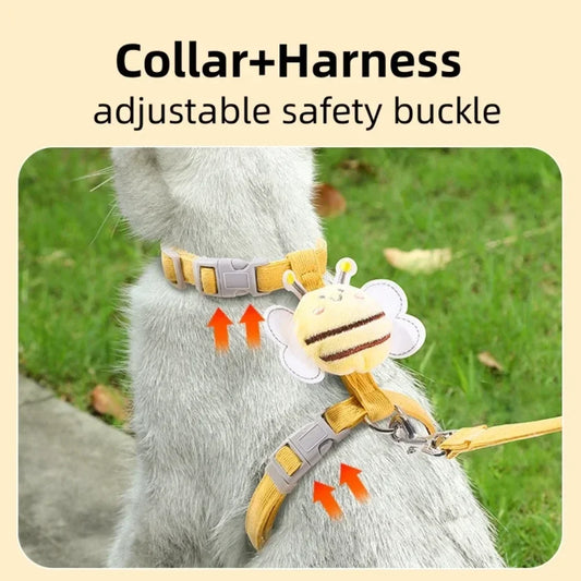 Adjustable Pet Harness & Leash Set - Cartoon Bee Design