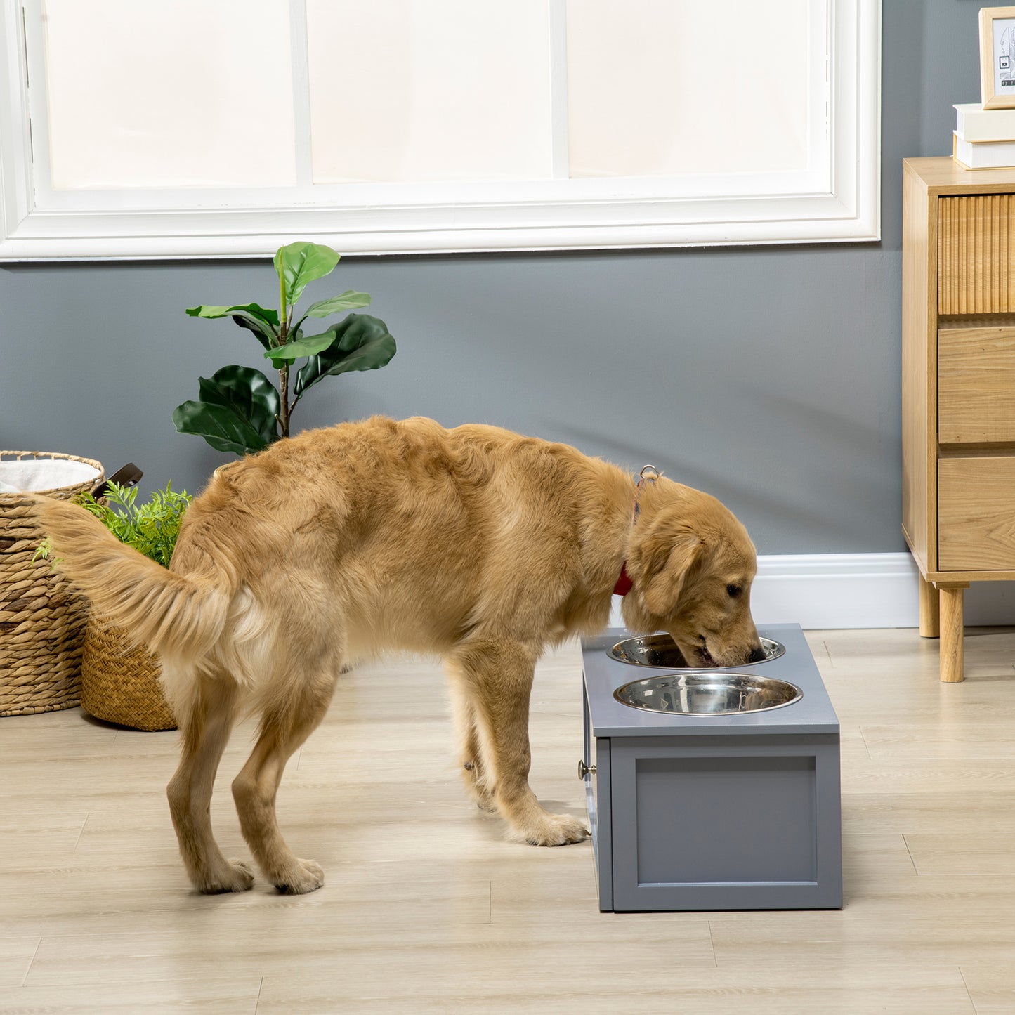 Elevated Dog Bowls with Storage - Raised Feeding Station