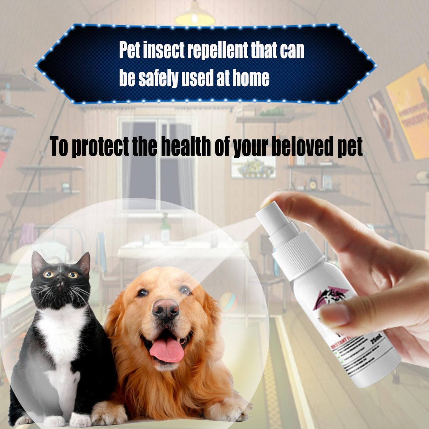 Pet Flea & Tick Spray - Deworming & Itch Relief for Cats & Dogs
