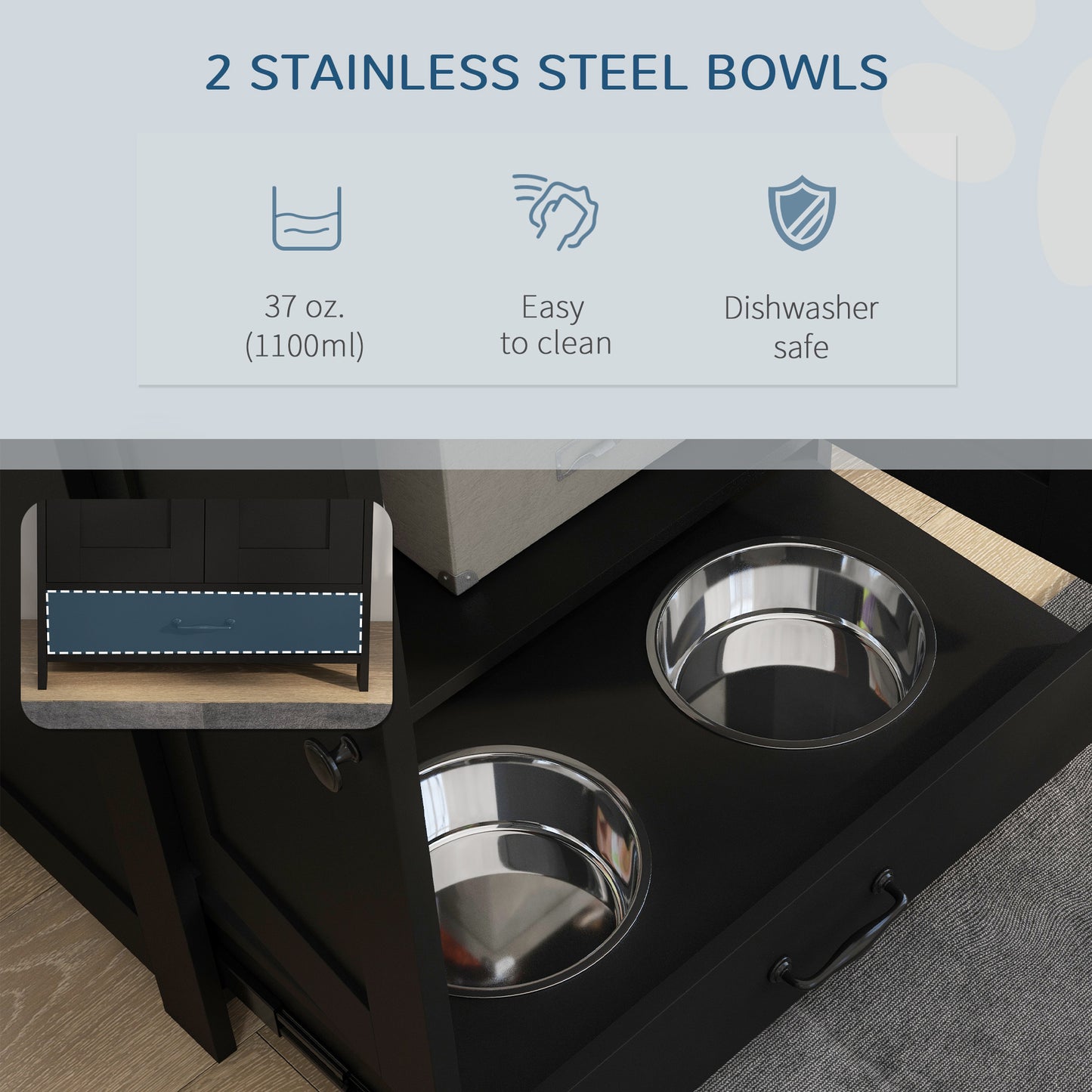 All-in-One Pet Feeding Station - Bowls, Storage & Elevated Stand