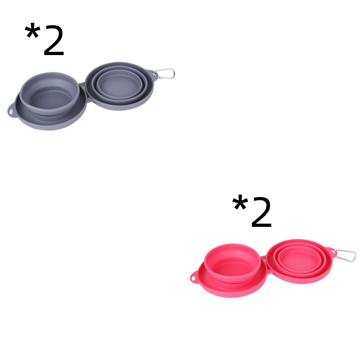 Foldable Silicone Double Pet Bowl - Portable for Dogs & Cats