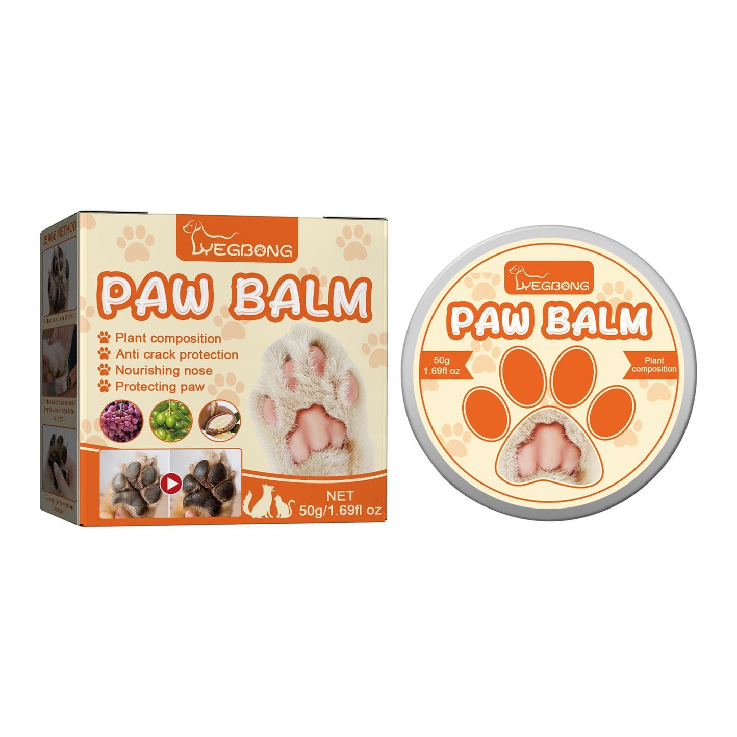 Pet Paw Balm - Moisturizing Cream for Dry & Cracked Paw Pads