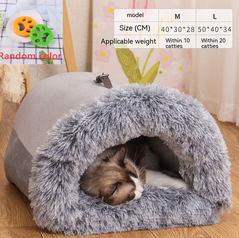 Portable Pet Nest Bed - Warm & Cozy for Cats & Small Dogs