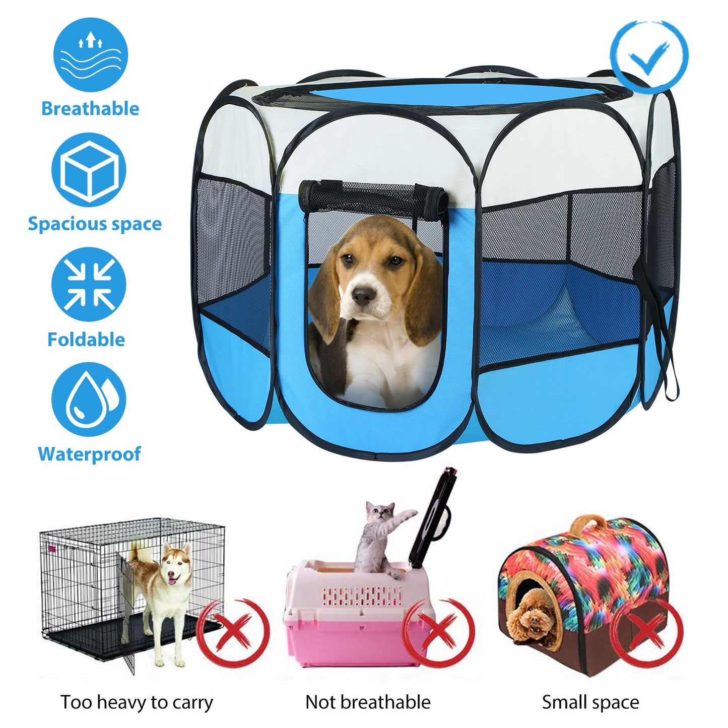Portable Foldable Pet Playpen - Water Resistant Indoor/Outdoor