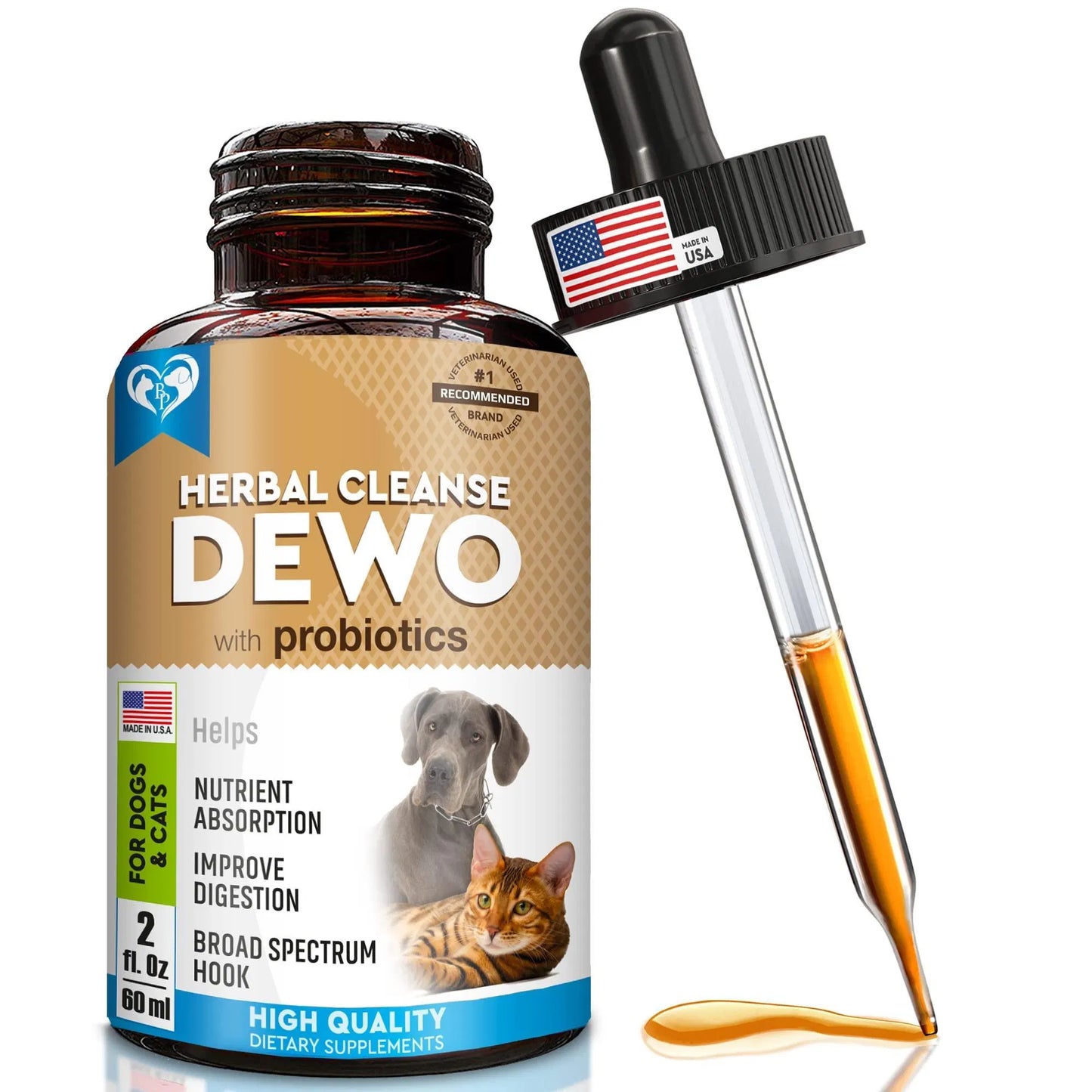 Natural Worm Treatment for Cats & Dogs - Probiotic Herbal Drops