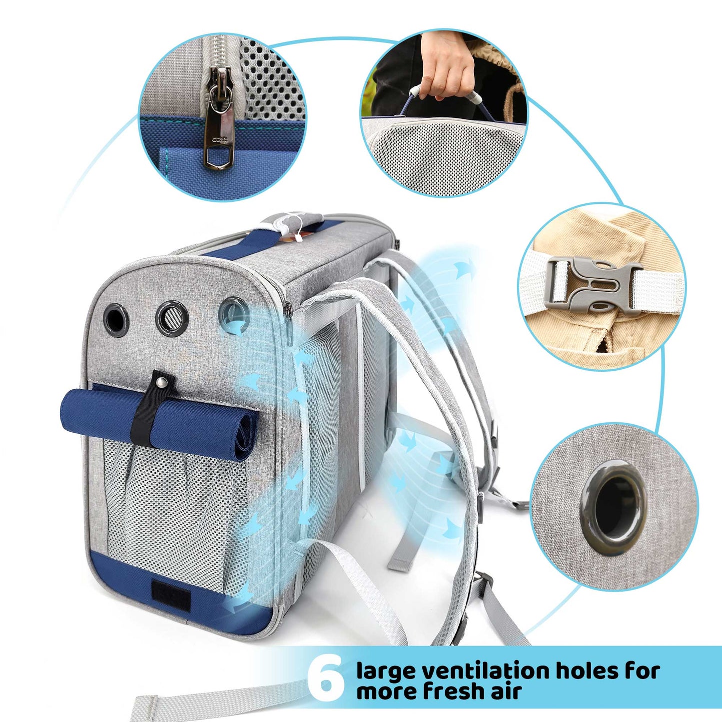Foldable Soft Pet Carrier - Spacious for Dogs & Cats