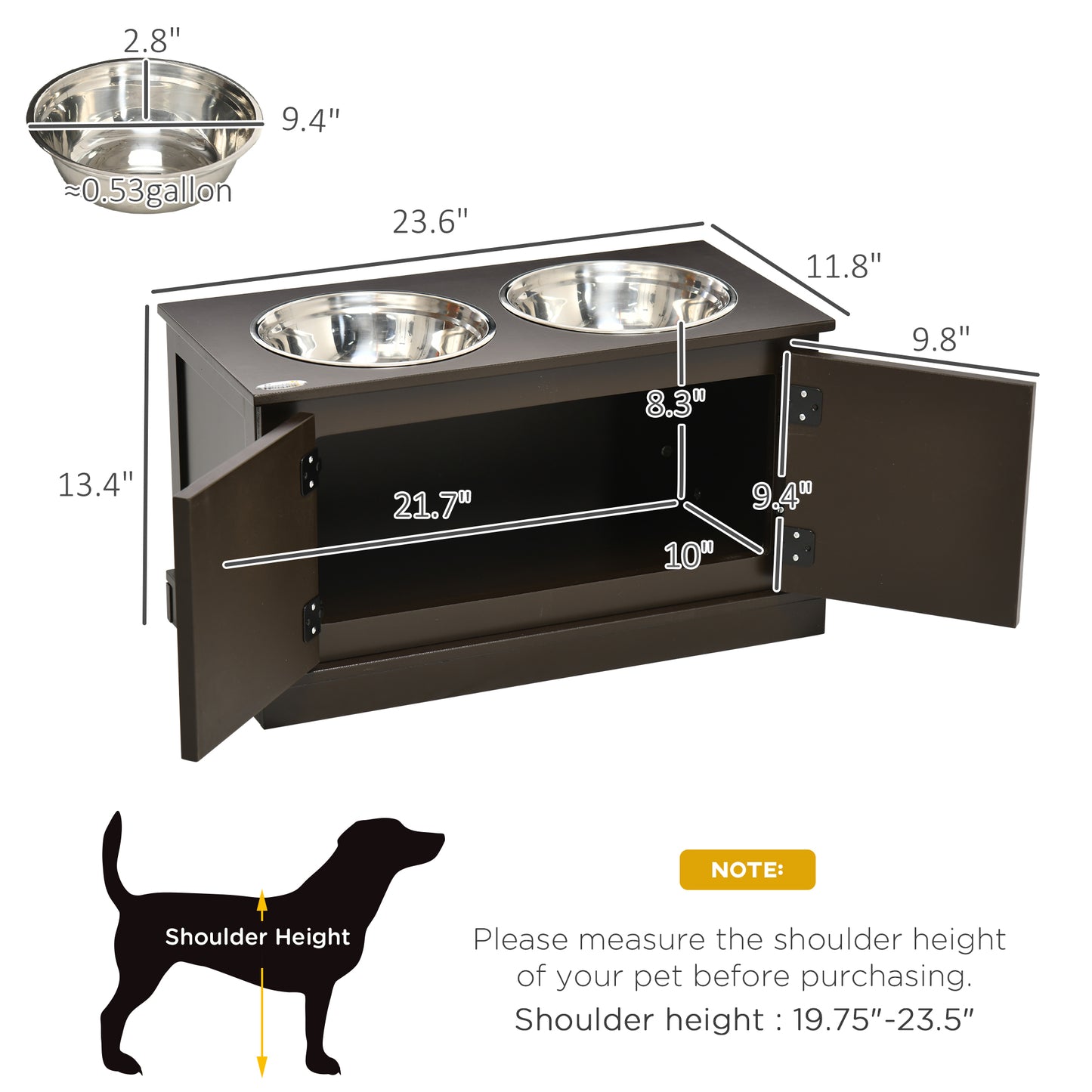 Elevated Dog Bowls with Storage - Raised Feeding Station