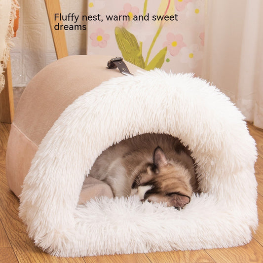 Portable Pet Nest Bed - Warm & Cozy for Cats & Small Dogs