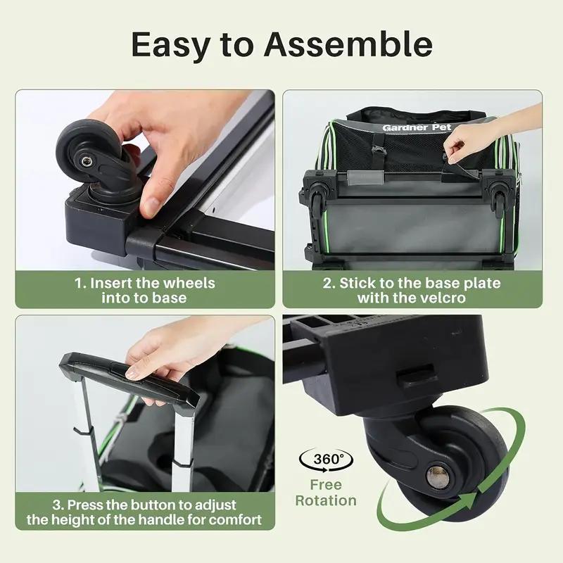 Rolling Pet Carrier - Expandable & Foldable for Small Pets