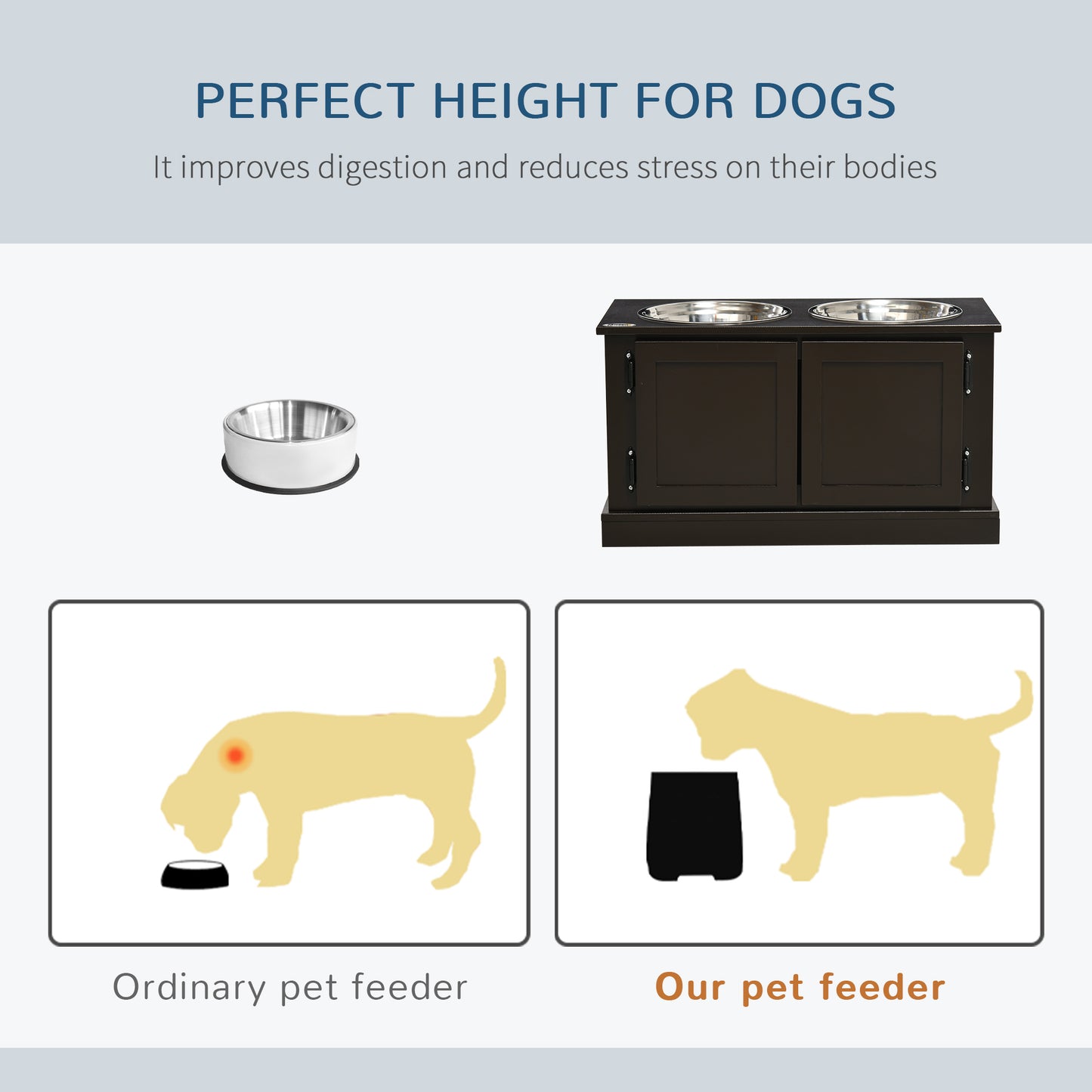 Elevated Dog Bowls with Storage - Raised Feeding Station