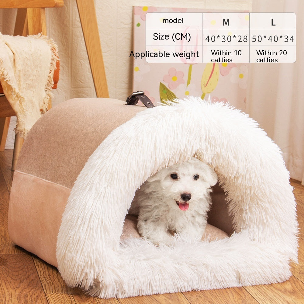 Portable Pet Nest Bed - Warm & Cozy for Cats & Small Dogs