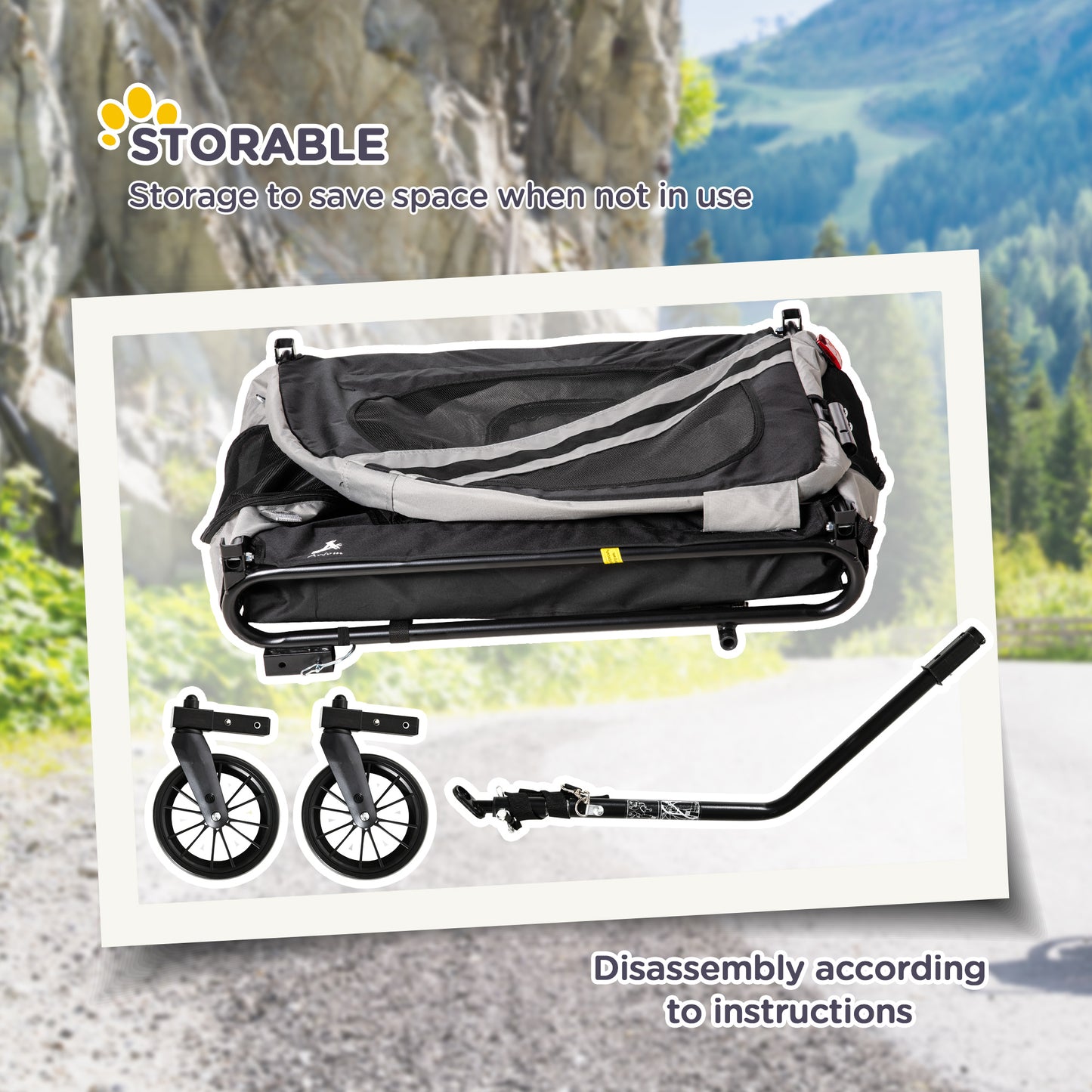 2-in-1 Pet Bike Trailer & Stroller for Small Dogs & Cats