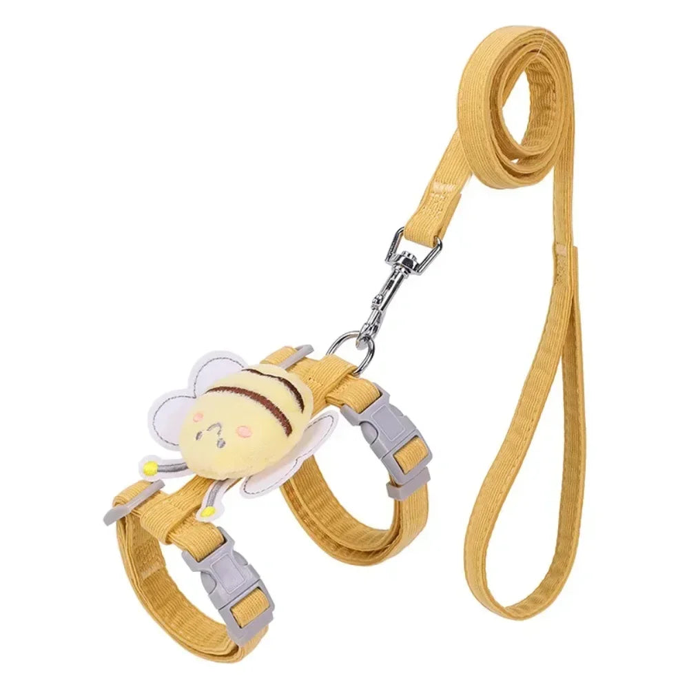 Adjustable Pet Harness & Leash Set - Cartoon Bee Design