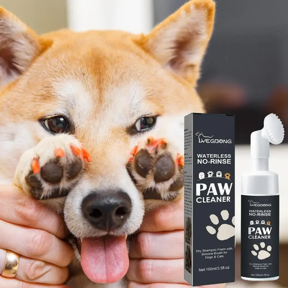 100ml Waterless Paw Cleaner Foam with Brush for Dogs & Cats