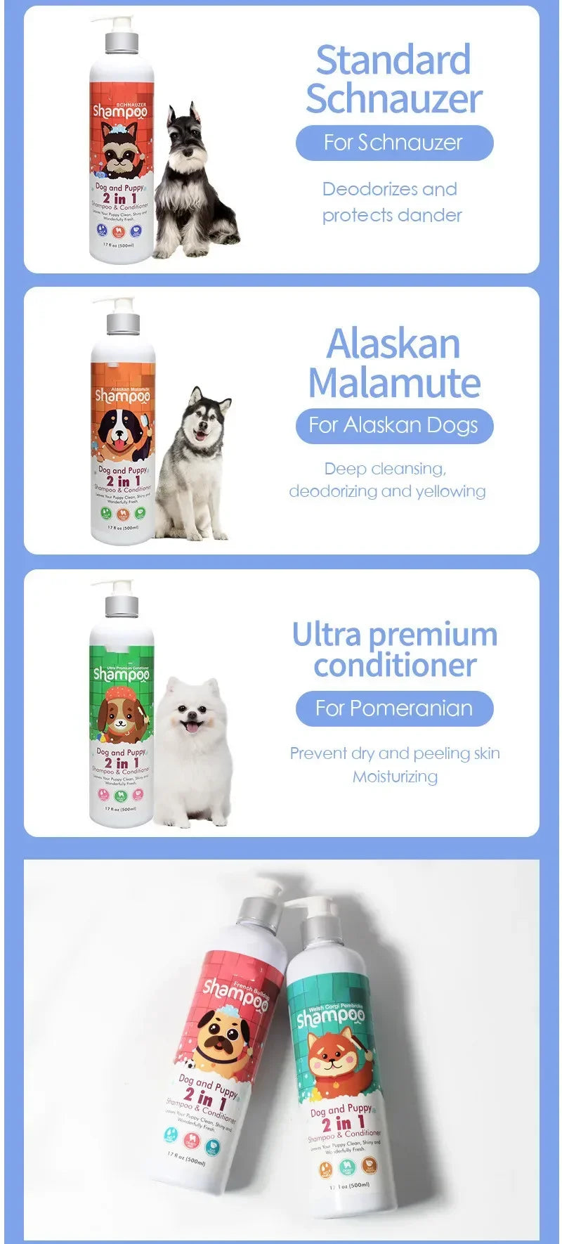 500ml Dog Shampoo - Anti-Mite Deodorant with Long-Lasting Scent