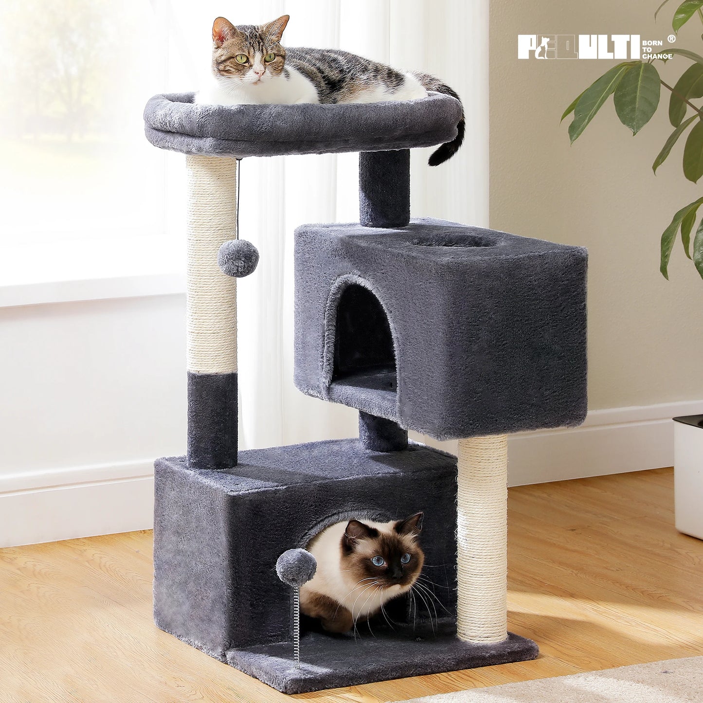 Large Multi-Level Cat Tree with Condos & Sisal Scratching Pads