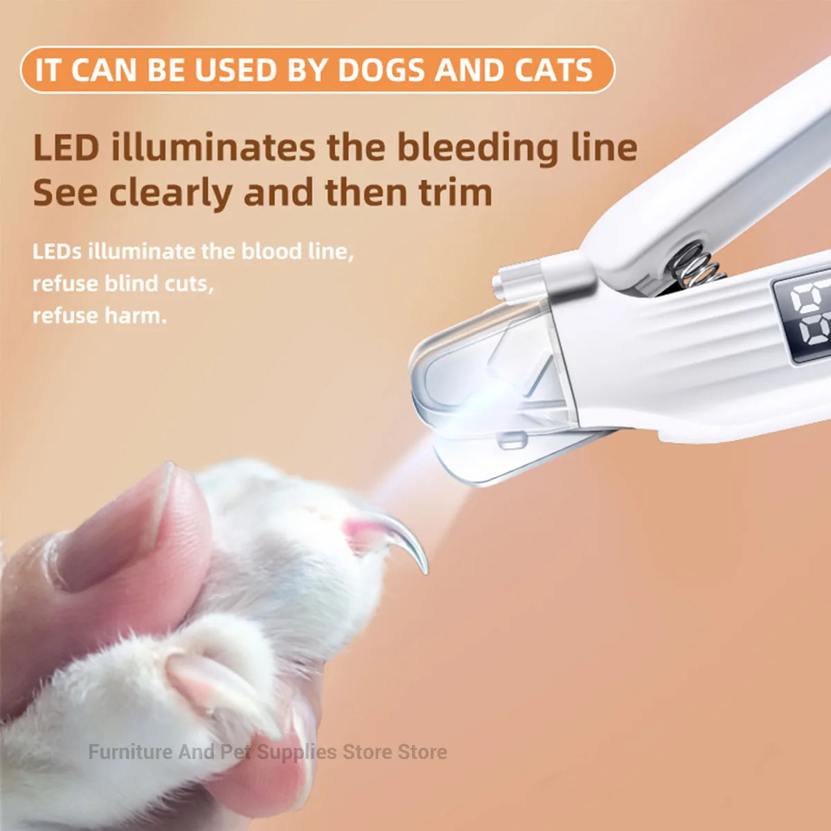 Electric Pet Nail Trimmer & Grinder with LED - For Dogs & Cats