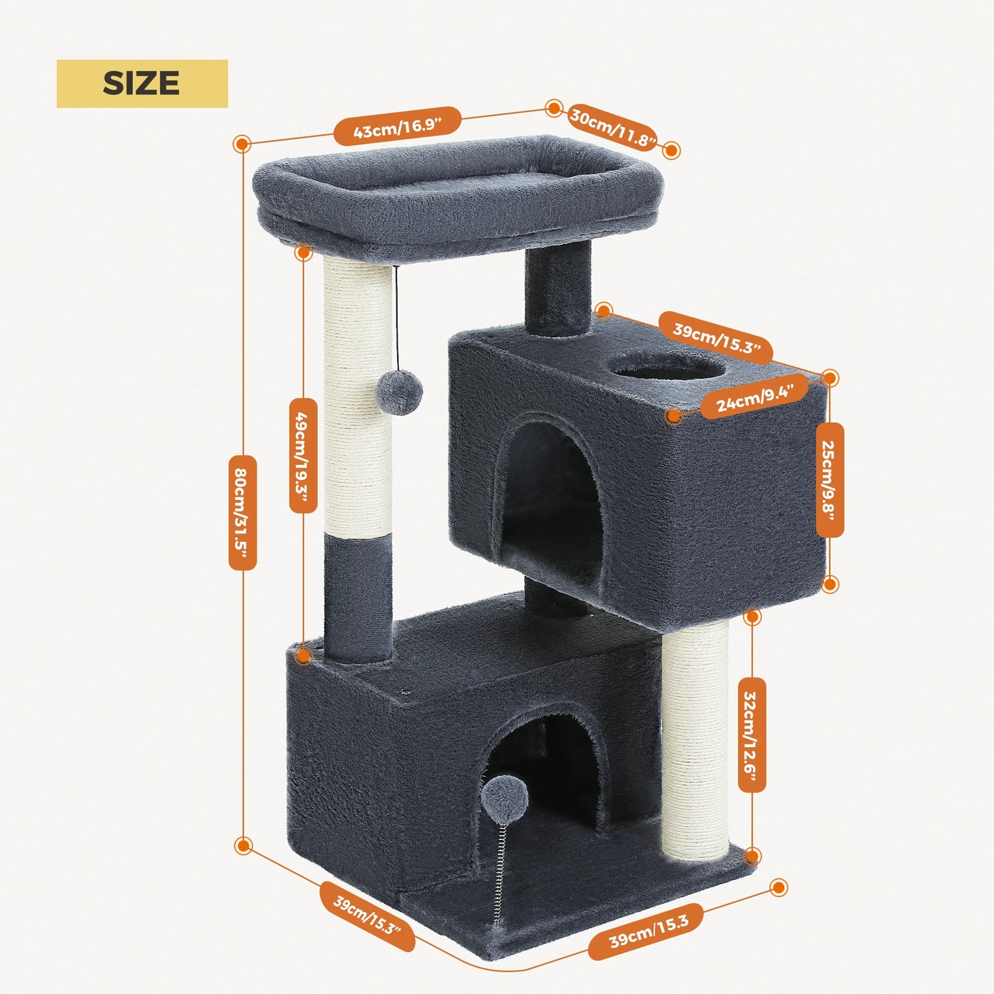 Large Multi-Level Cat Tree with Condos & Sisal Scratching Pads