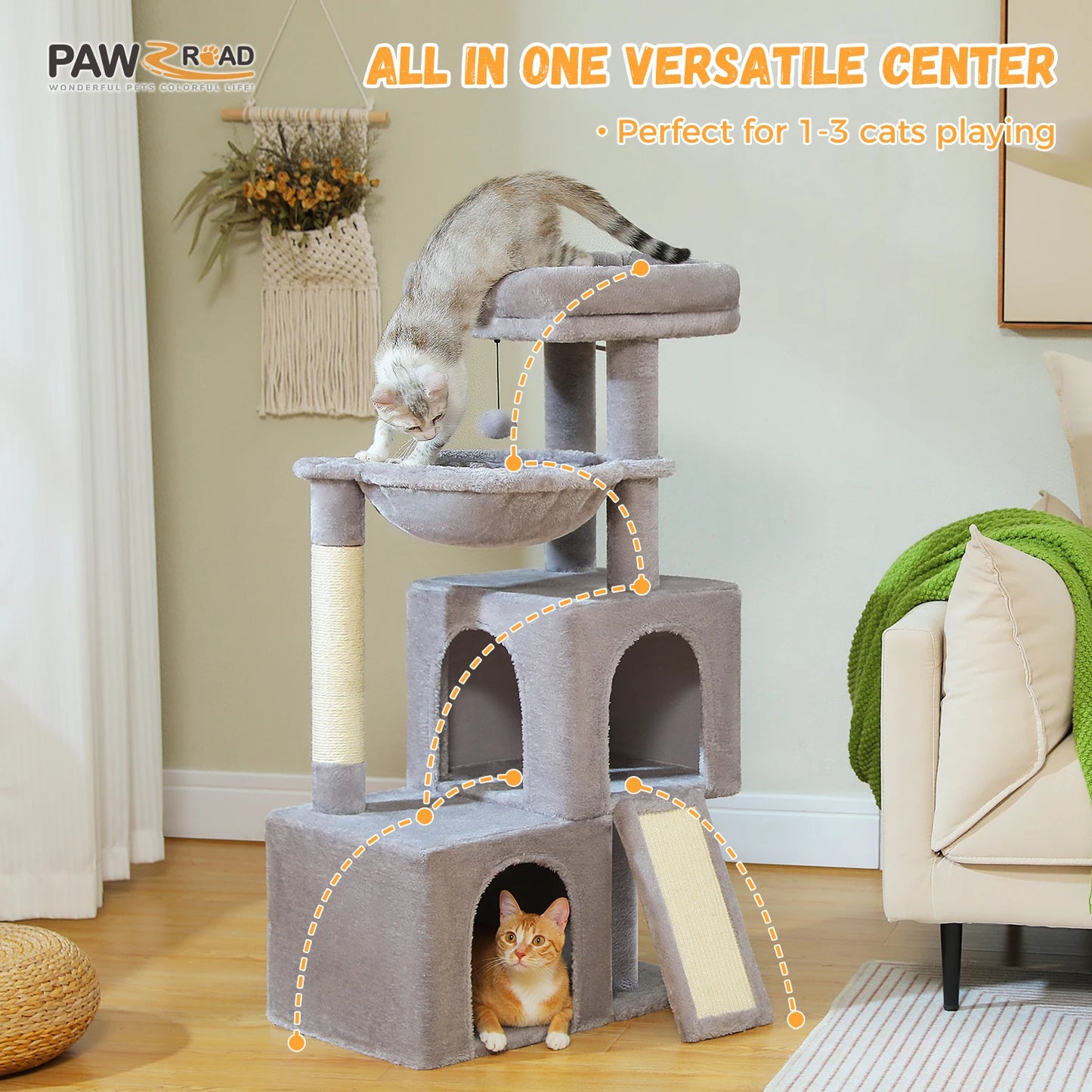 Large Multi-Level Cat Tree with Condos & Sisal Scratching Pads