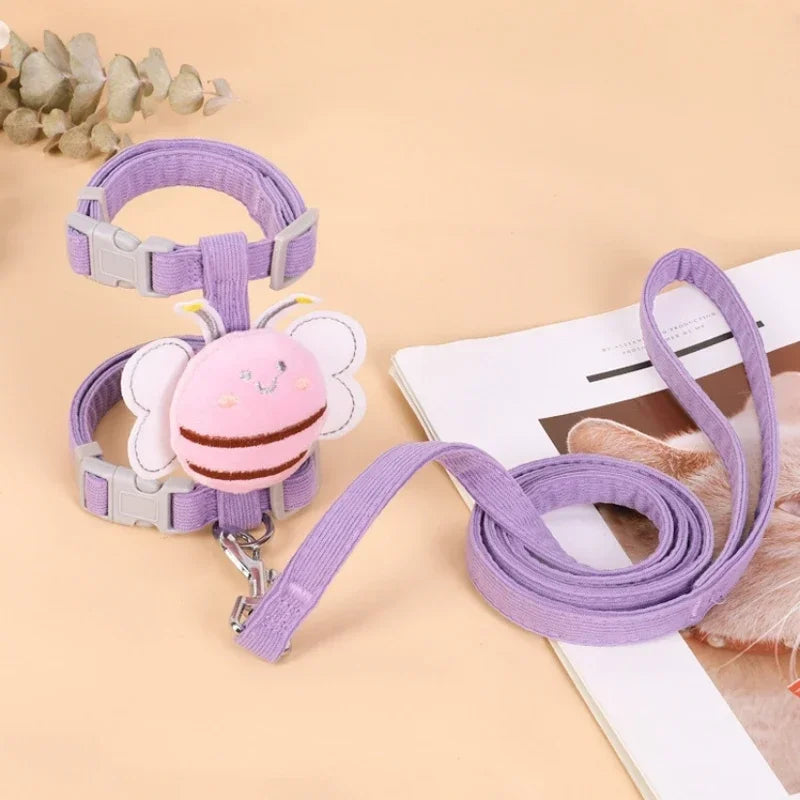 Adjustable Pet Harness & Leash Set - Cartoon Bee Design