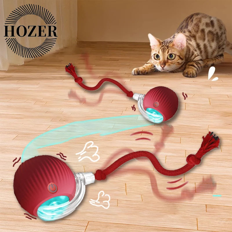 Interactive Cat Ball Toy - Automatic Rolling with Tail, Rechargeable