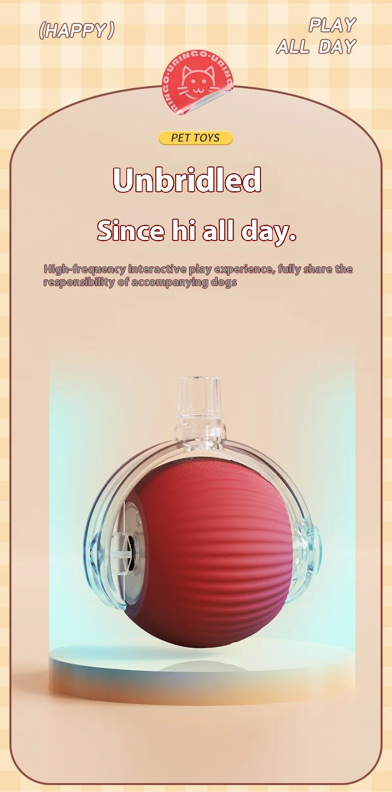 Interactive Cat Ball Toy - Automatic Rolling with Tail, Rechargeable