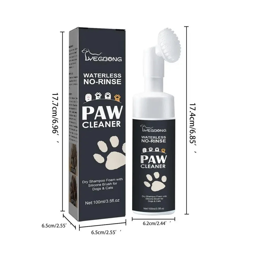 100ml Waterless Paw Cleaner Foam with Brush for Dogs & Cats