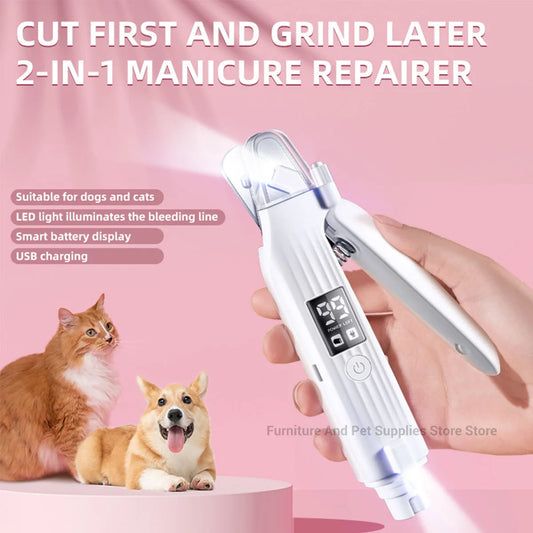Electric Pet Nail Trimmer & Grinder with LED - For Dogs & Cats