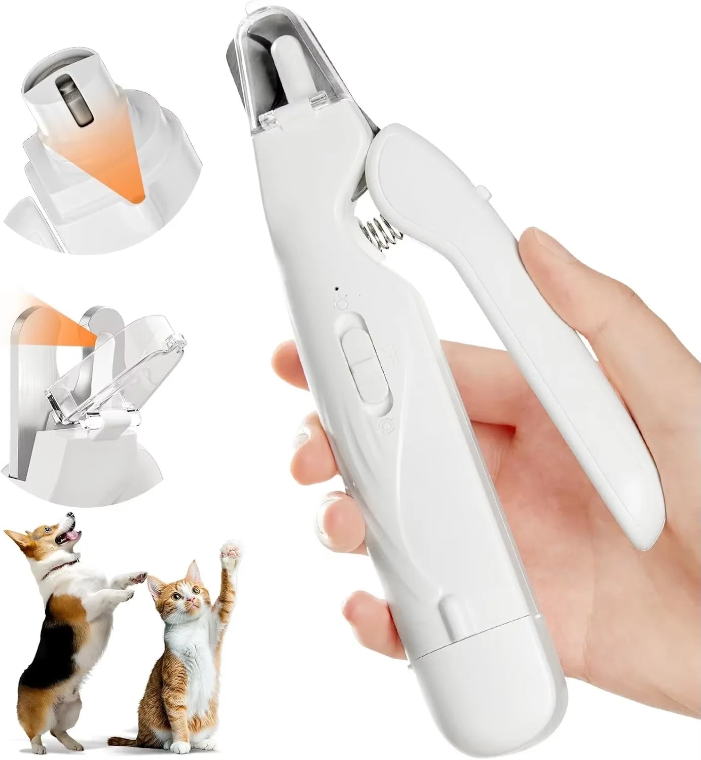 2-in-1 Quiet Pet Nail Clipper & Grinder with LED Lights