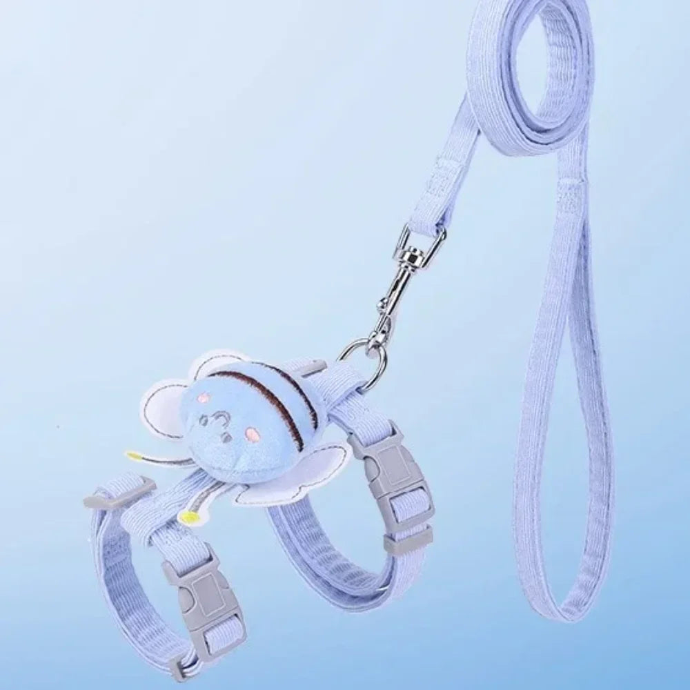 Adjustable Pet Harness & Leash Set - Cartoon Bee Design