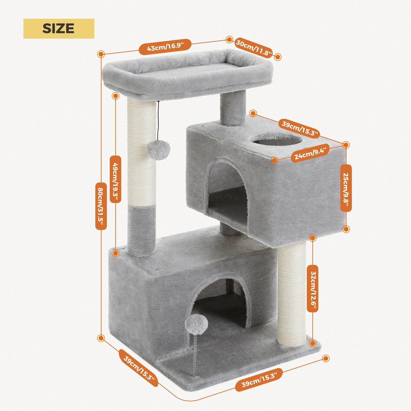 Large Multi-Level Cat Tree with Condos & Sisal Scratching Pads