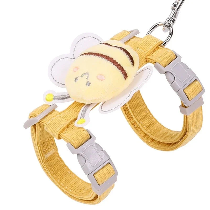 Adjustable Pet Harness & Leash Set - Cartoon Bee Design