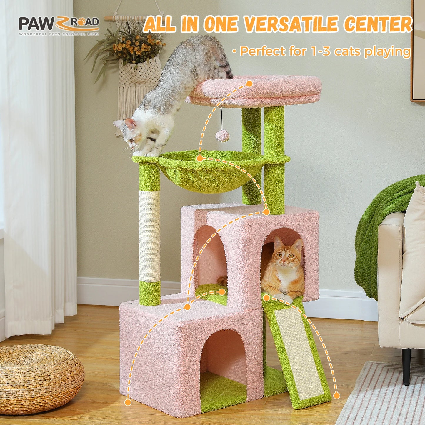 Large Multi-Level Cat Tree with Condos & Sisal Scratching Pads