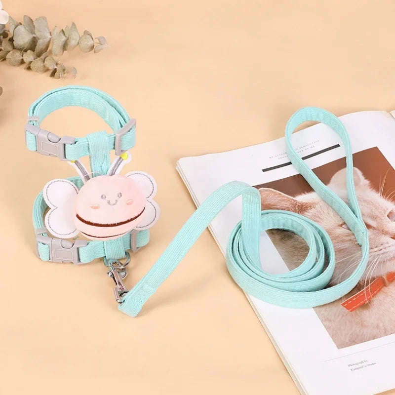 Adjustable Pet Harness & Leash Set - Cartoon Bee Design