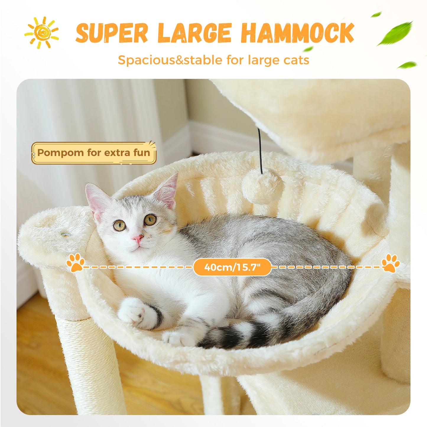 Large Multi-Level Cat Tree with Condos & Sisal Scratching Pads