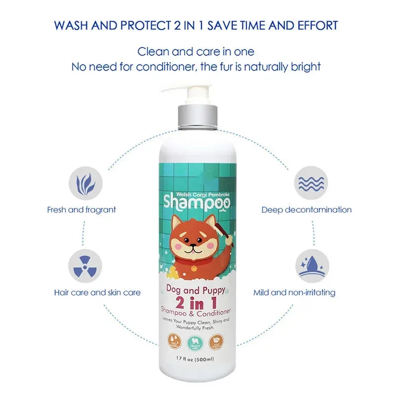 500ml Dog Shampoo - Anti-Mite Deodorant with Long-Lasting Scent
