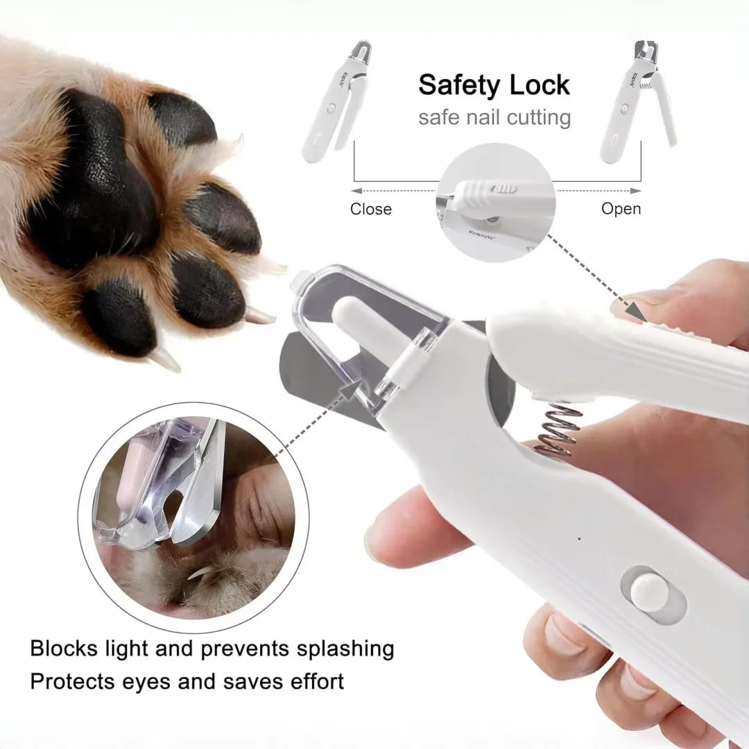 2-in-1 Quiet Pet Nail Clipper & Grinder with LED Lights