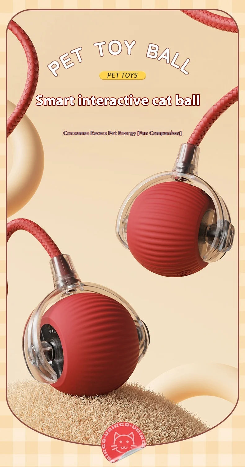 Interactive Cat Ball Toy - Automatic Rolling with Tail, Rechargeable