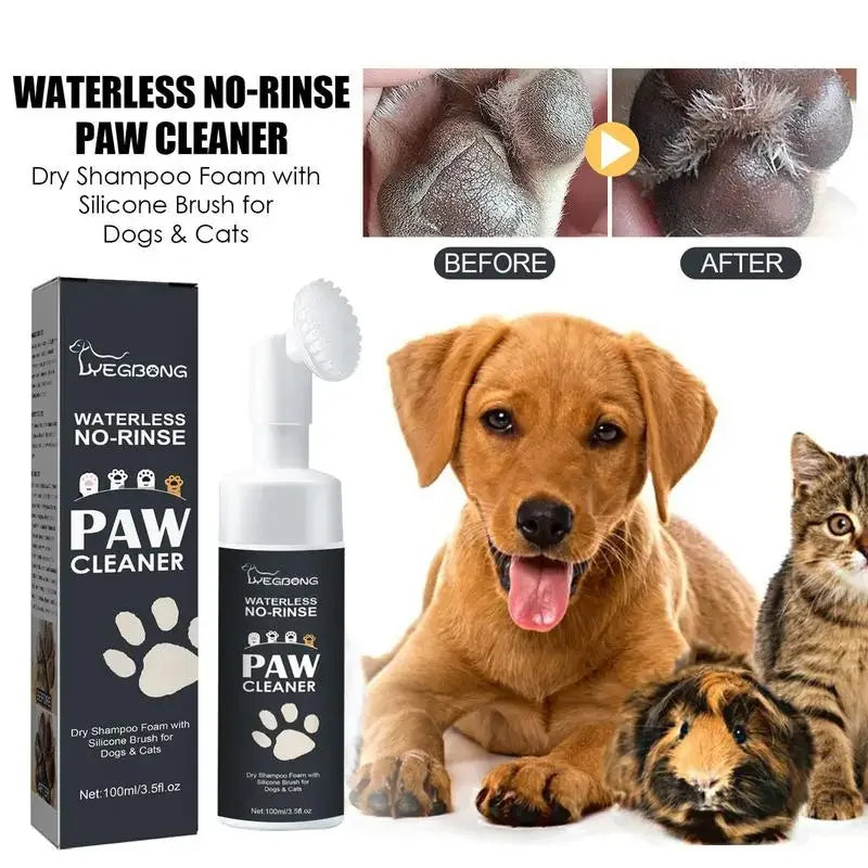 100ml Waterless Paw Cleaner Foam with Brush for Dogs & Cats