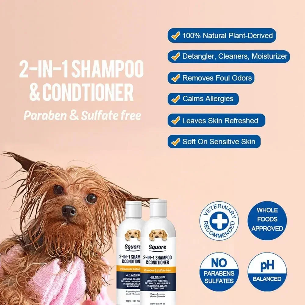 2-in-1 Dog Shampoo & Conditioner - pH Balanced for Sensitive Skin