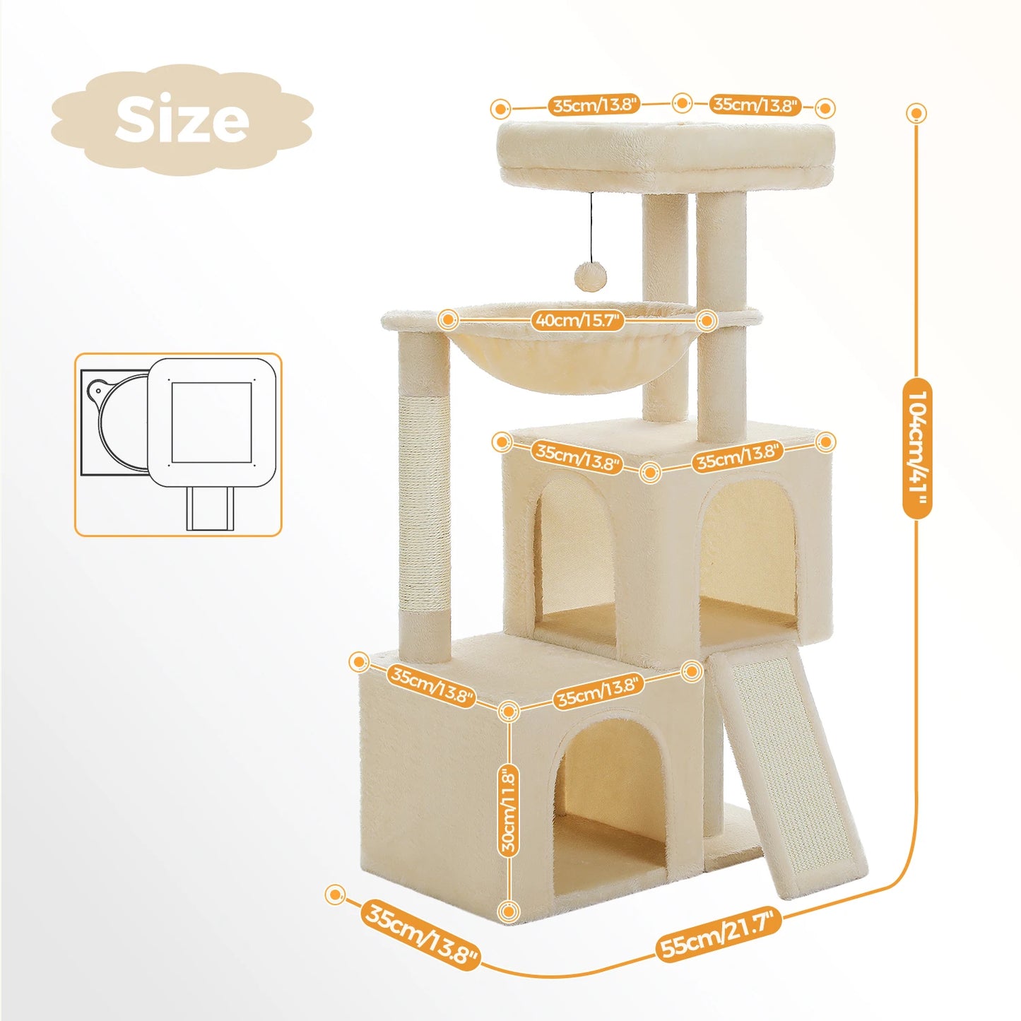 Large Multi-Level Cat Tree with Condos & Sisal Scratching Pads