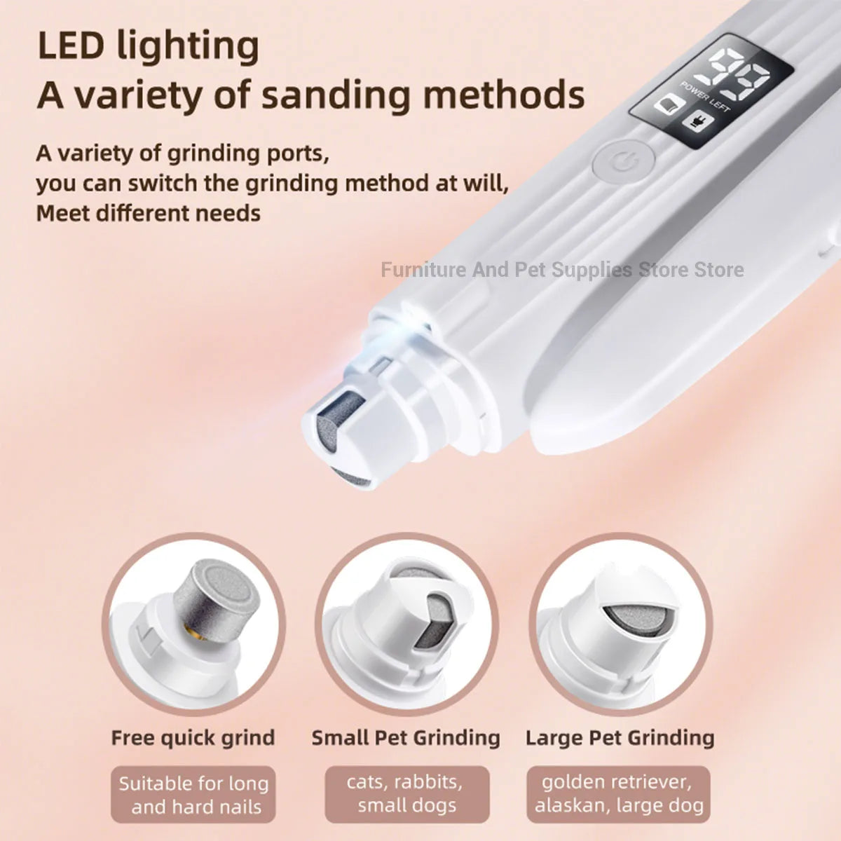 Electric Pet Nail Trimmer & Grinder with LED - For Dogs & Cats