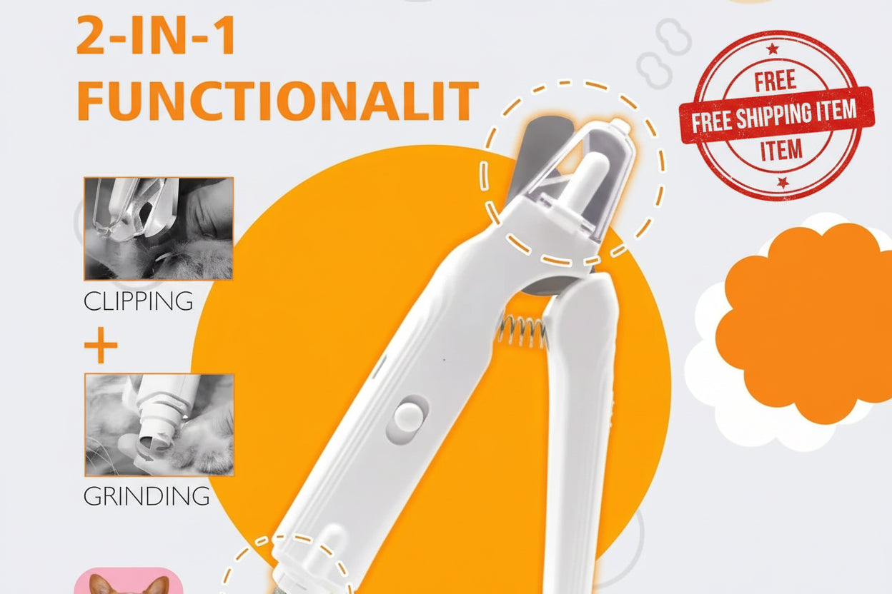 2-in-1 Quiet Pet Nail Clipper & Grinder with LED Lights