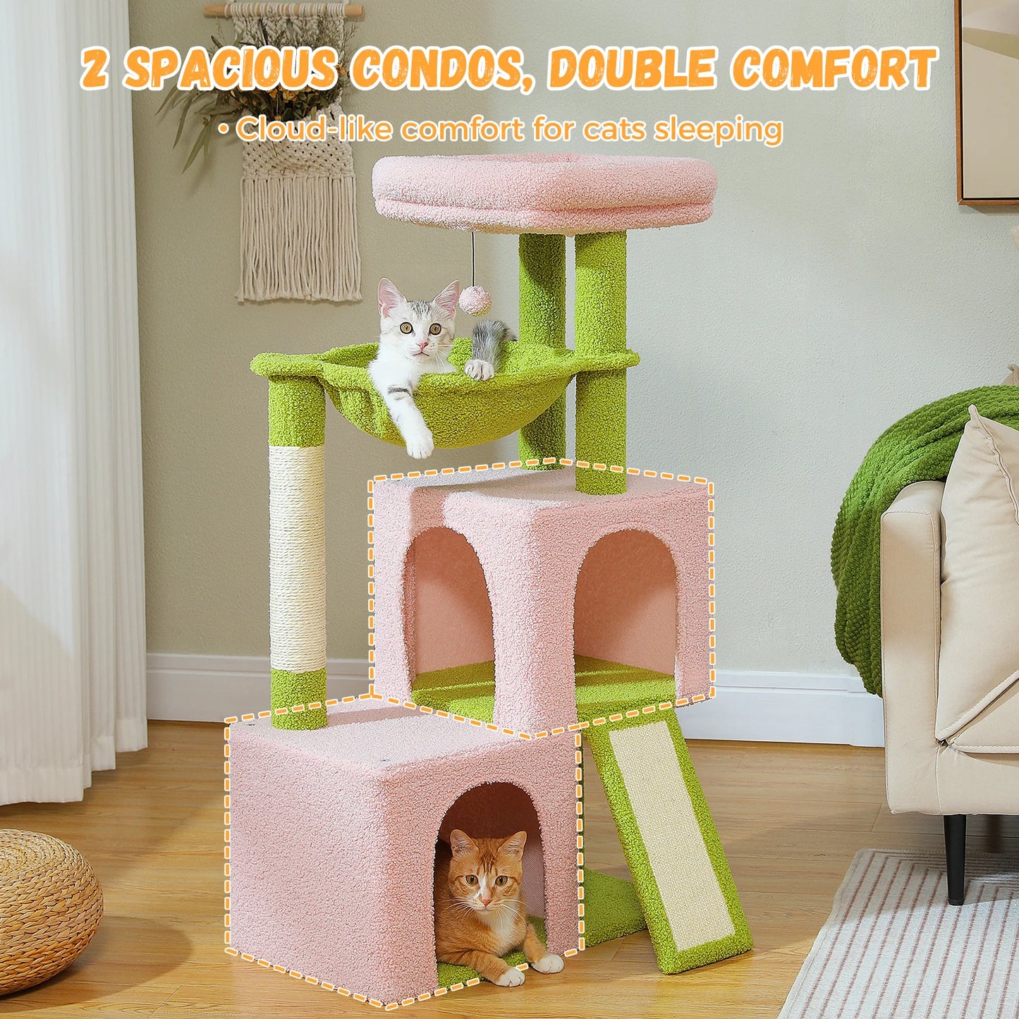 Large Multi-Level Cat Tree with Condos & Sisal Scratching Pads