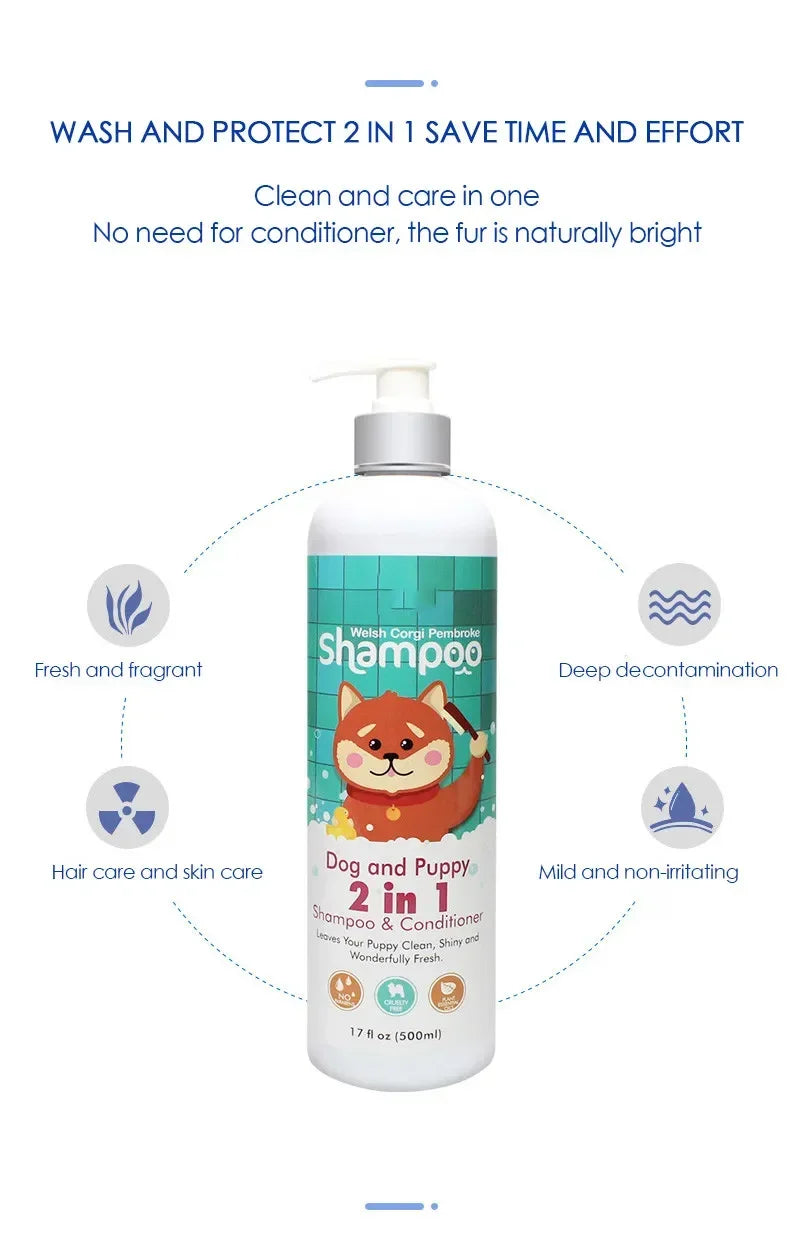 500ml Dog Shampoo - Anti-Mite Deodorant with Long-Lasting Scent
