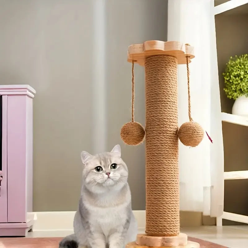 Vertical Rotating Cat Scratch Board - Durable Wooden Fiber Stand