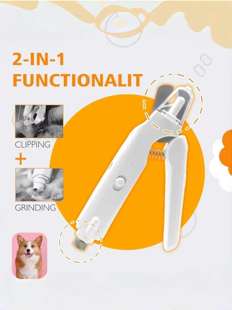 2-in-1 Quiet Pet Nail Clipper & Grinder with LED Lights