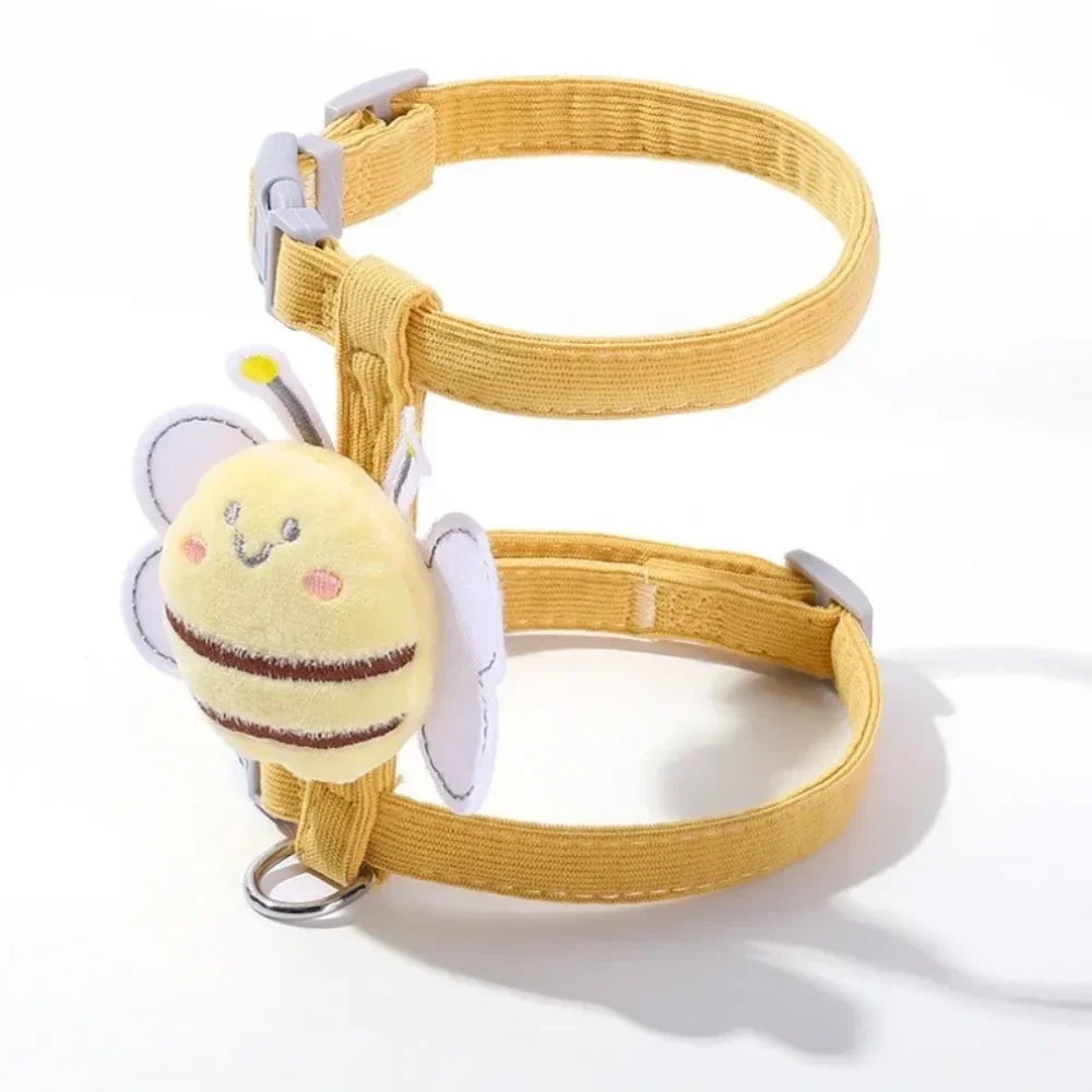 Adjustable Pet Harness & Leash Set - Cartoon Bee Design