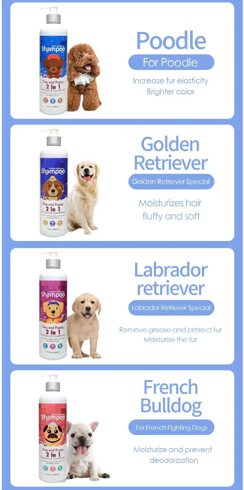 500ml Dog Shampoo - Anti-Mite Deodorant with Long-Lasting Scent